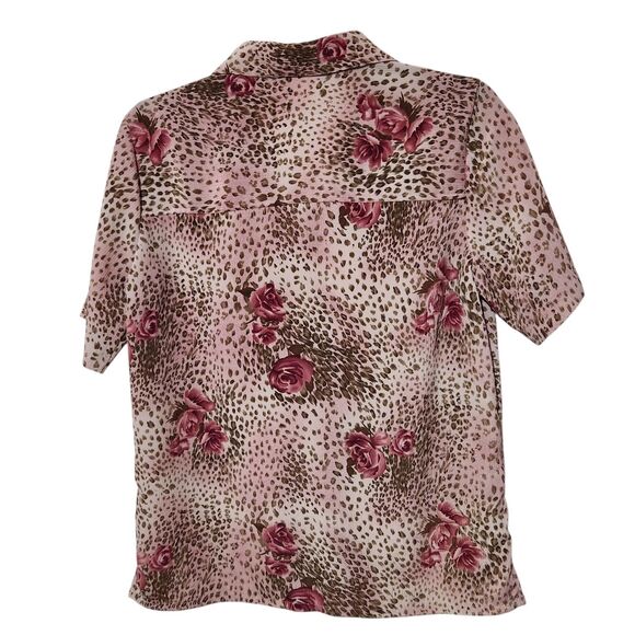 Donnkenny Blouse Size Small Front Buttons Floral Lightweight Short Sleeve - Picture 4 of 11